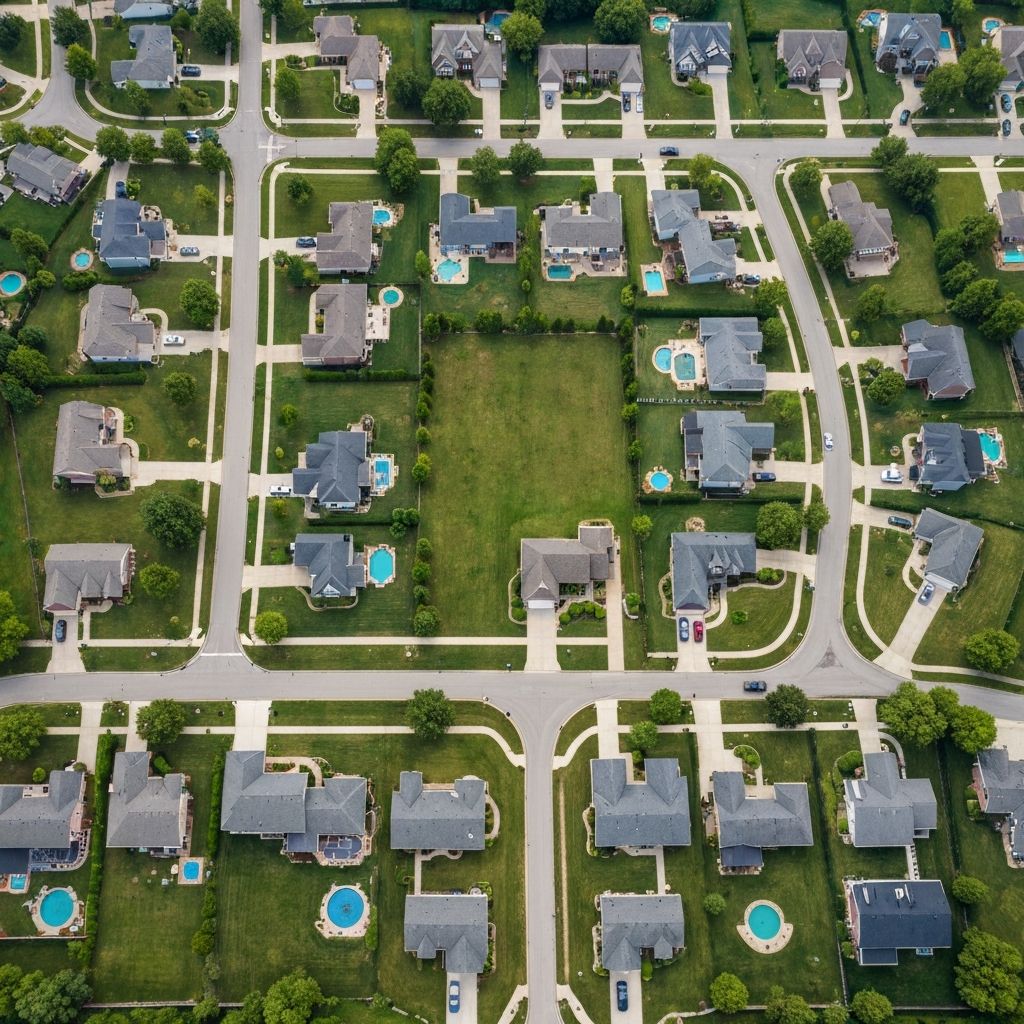 Texas neighborhood rooftops